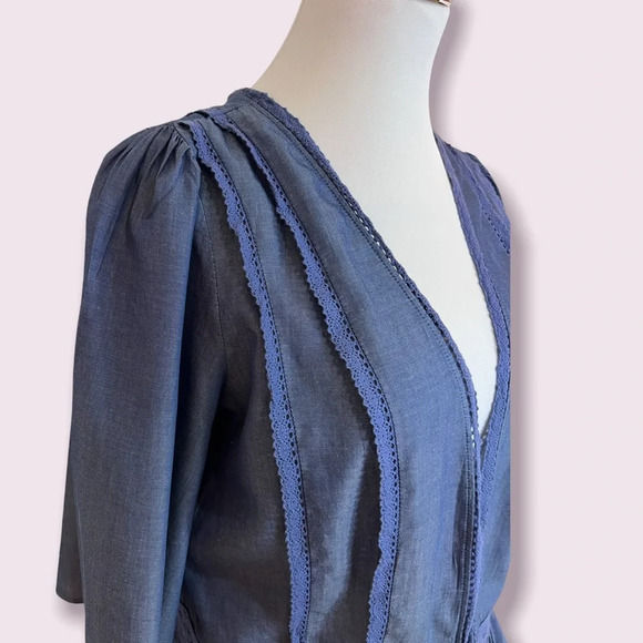 Matilda Jane Lightweight Denim Navy Cardigan Blouse - Picture 4 of 6